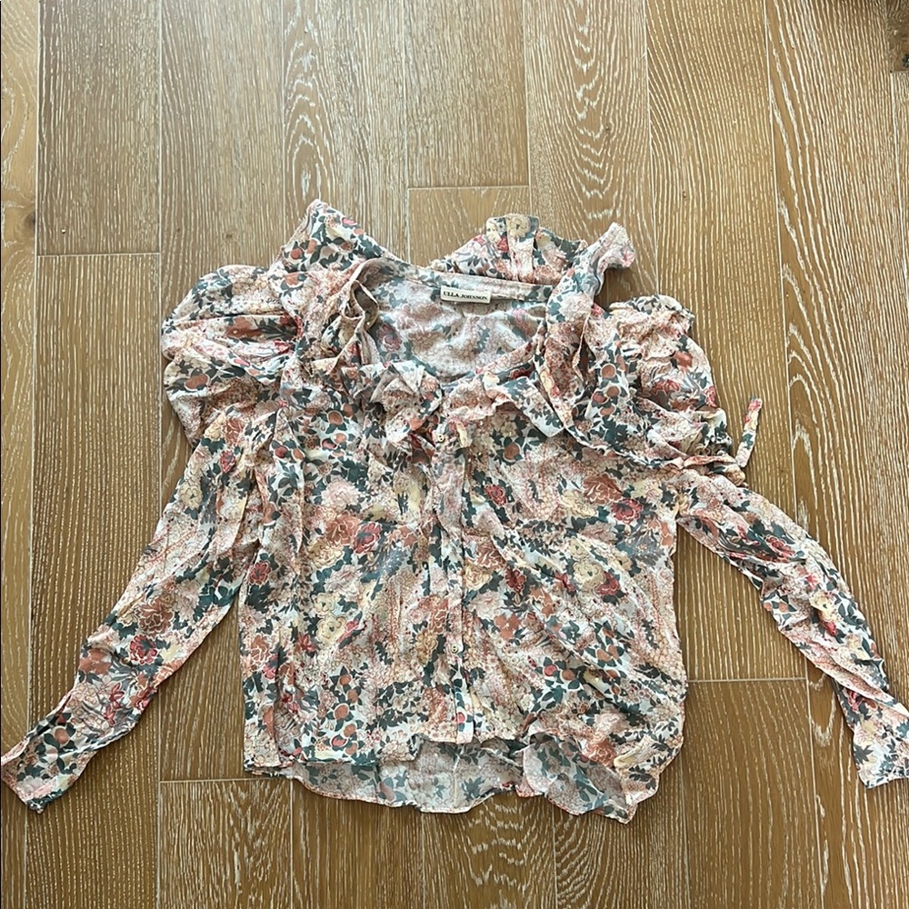 Ulla Johnson Floral Ruffle Blouse - Multicolor, S